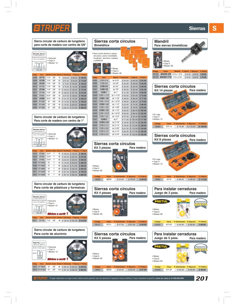 Sierra circular para madera 8-1/4', 40 dientes, centro 5/8' Clave-ST-840