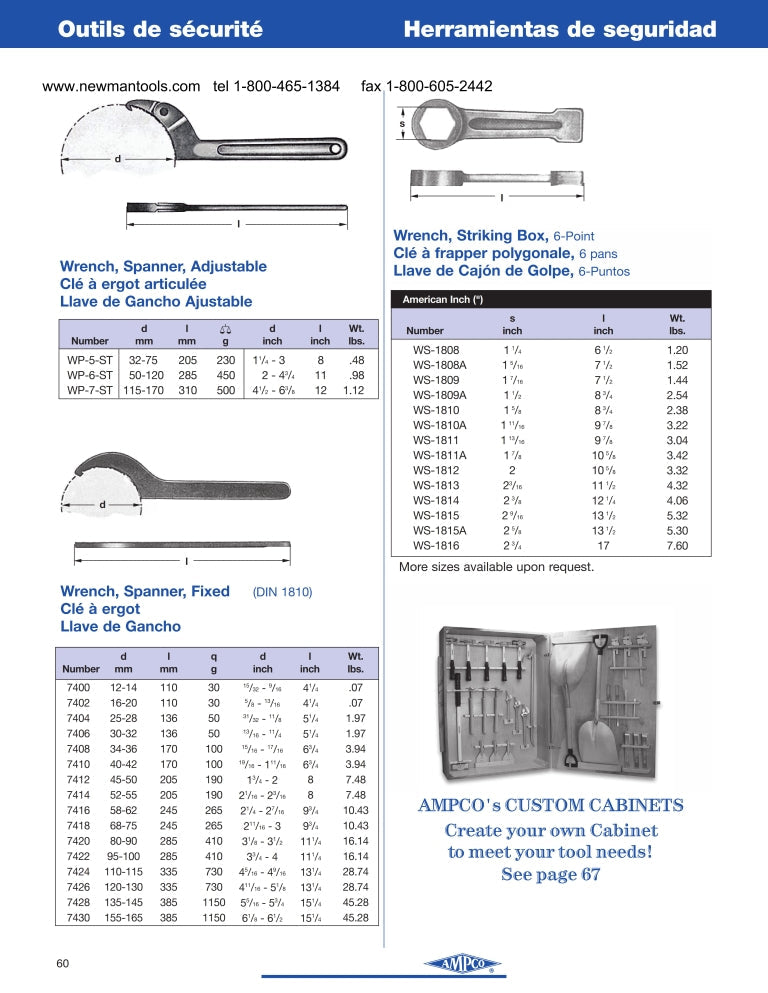 Llave de Golpe Plana, 6 Puntas de 2-3/4" Marca AMPCO Modelo WS-1816