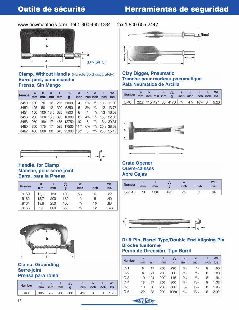 Perno de Direccion Tipo Barril de 9/16 Tips 1-1/16" de Diametro de Cuerpo Marca AMPCO Modelo D-4