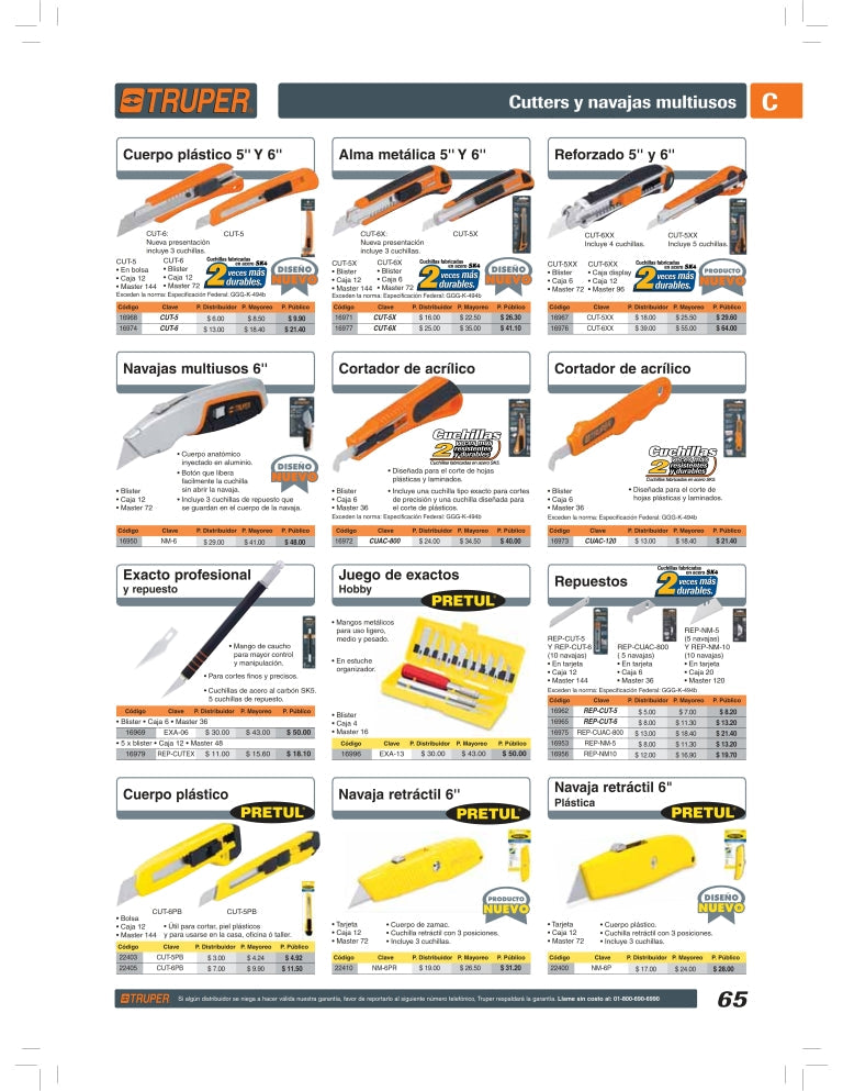 Repuesto para NM-6 y NM-7 con 5 cuchillas Clave-REP-NM-5
