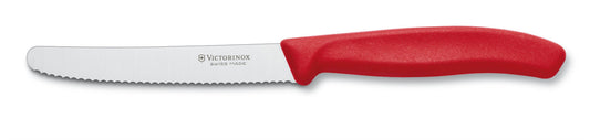 CUCHILLO SWISS CLASSIC PARA TOMATES DENTADO, 11cm, ROJO
