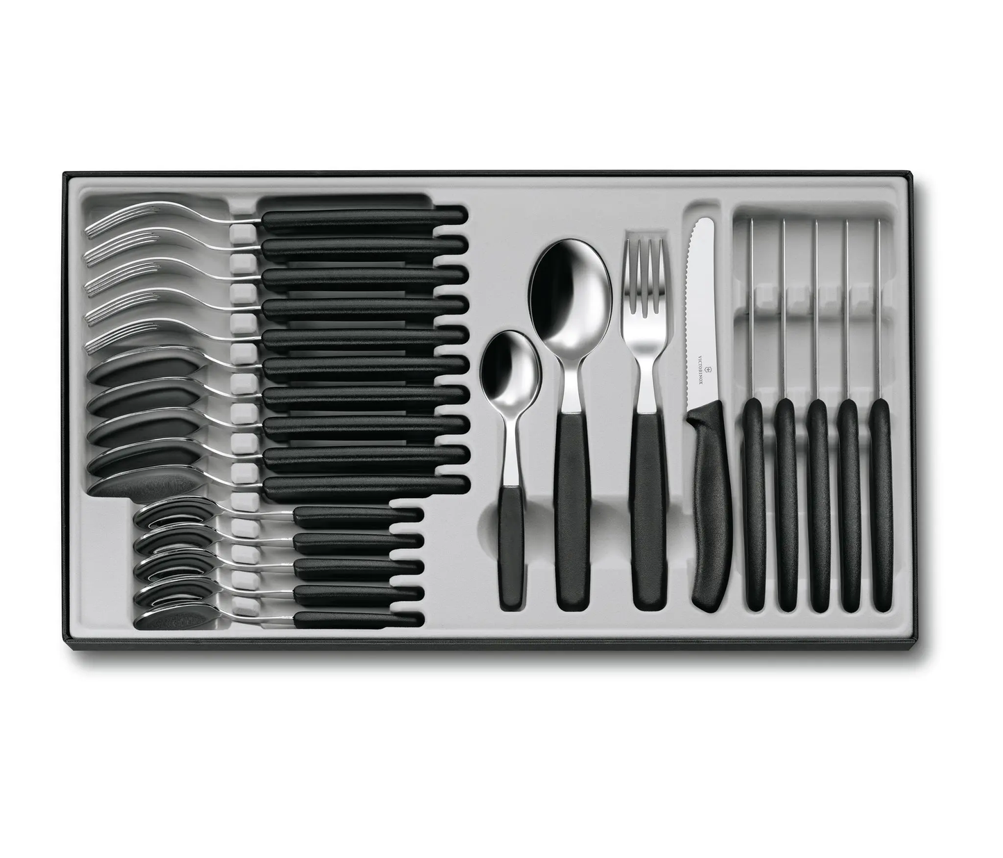 SWISS CLASSIC CUBIERTOS DE MESA, CUCHILLO P.TOMATE,24PIEZAS,NEGRO